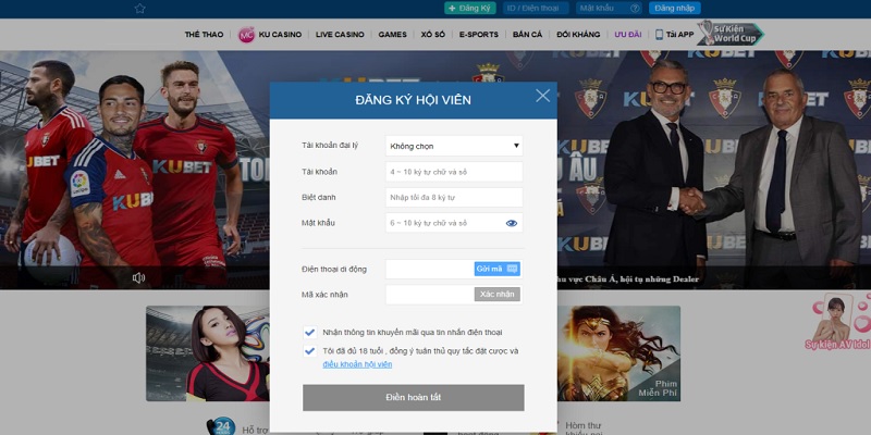 Thabet chỉ cho phép người chơi từ đủ 18 tuổi trở lên đăng ký tài khoản chơi cá cược
