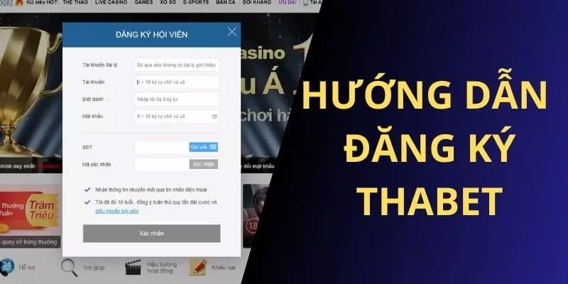 Người chơi cần điền đầy đủ các thông tin khi đăng ký Thabet trên máy tính