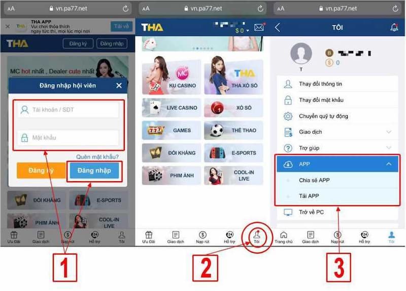 Điểm mạnh khi tải ứng dụng Thabet